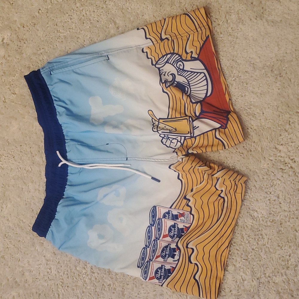 5 For 25$ Pabst Blue Ribbon Beer‎ Swim Shorts Mens Size XL 40/42